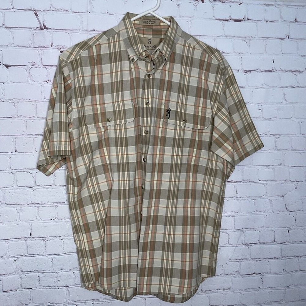 NWOT Browning Super Naturals Plaid Button Up Short Sleeve Shirt Men M India